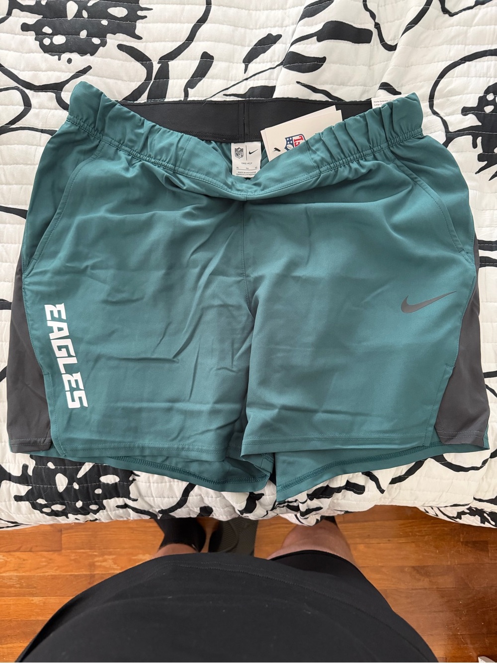 Nike Men's Green and Black Eagles Athletic Shorts